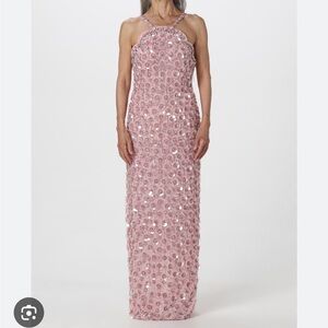Elegant Pink Sequin Maxi Dress